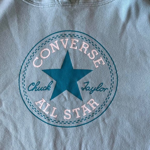 Women's Converse All Star Hoodie Size M Aqua O76 - Picture 3 of 4